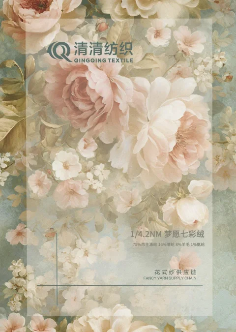 梦愿七彩绒 75%再生涤纶 16%晴纶 8%羊毛 1%氨纶色卡